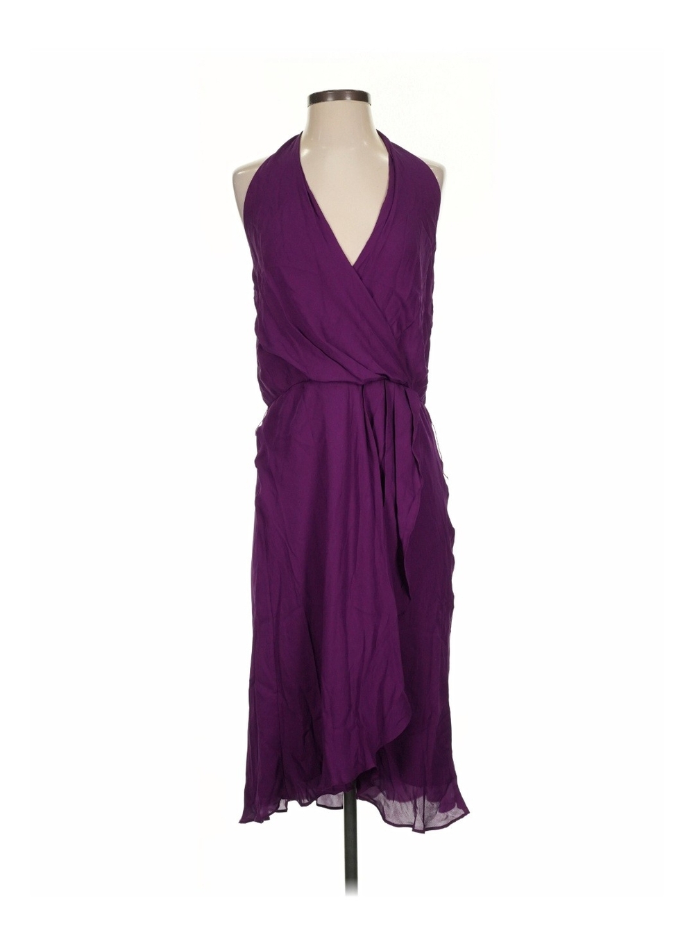 Haute Hippie Deep Purple Halter Wrap Midi Dress